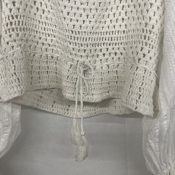 new sz Large L FREE PEOPLE MEGAN CROCHET TOP IVORY WHITE VICTORIAN OPEN BACK - Picture 7 of 9
